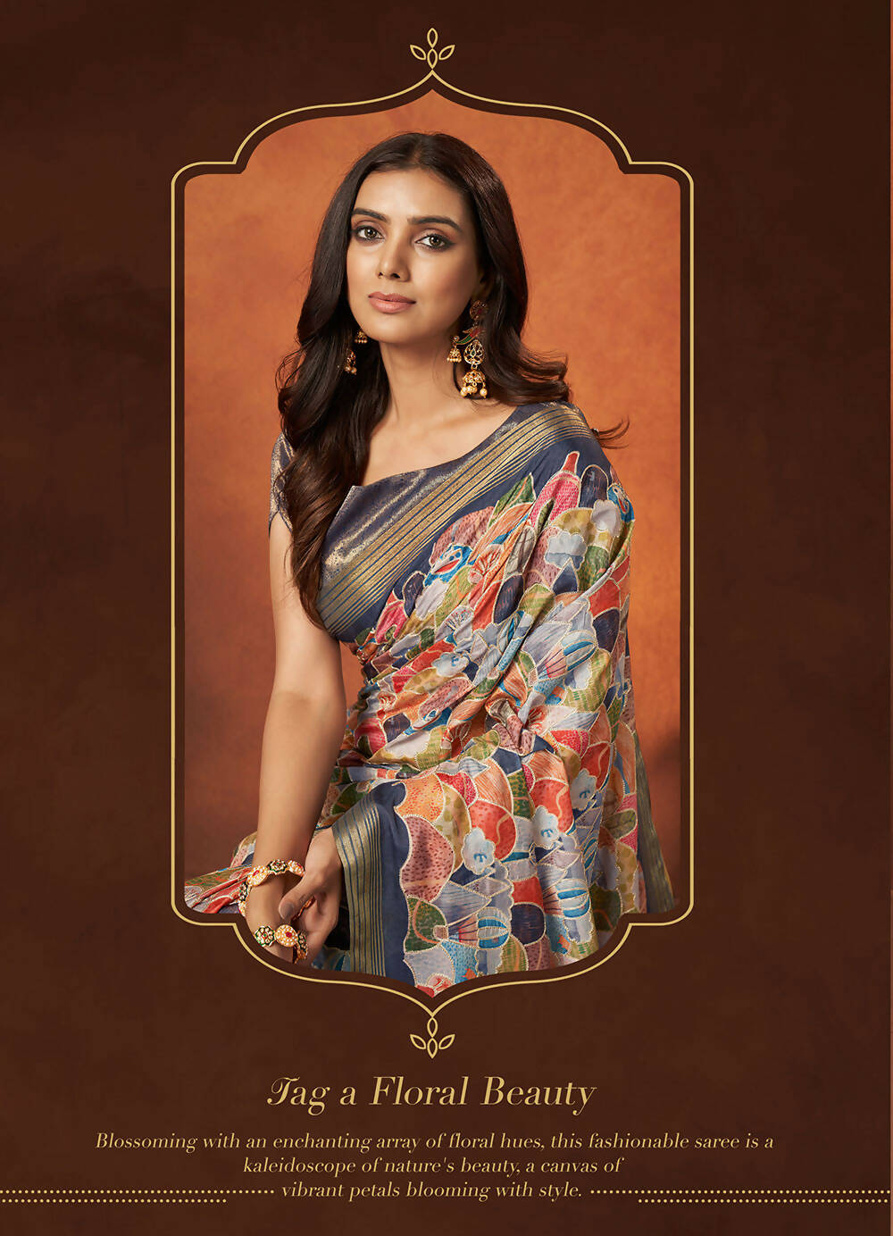 Grey Rangkat and Crepe Silk Abstract Saree With Unstitched Blouse Piece - Mohmanthan Royal Saachi | Grocsy