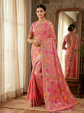 Shree Shyam Fashion Pink Linen Cotton Saree | Grocsy