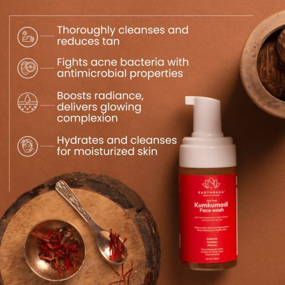 Earthraga Kumkumadi Foaming Face Wash | Grocsy