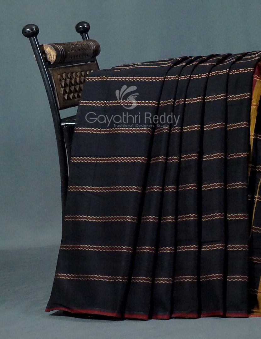 Kalanetha Black Coloured Pure Narayanpet Cotton Saree By Gayathri Reddy Designer Studio | Grocsy