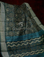 Bottle Green Printed Design Semi Chanderi Saree By Gayathri Reddy Designer Studio | Grocsy