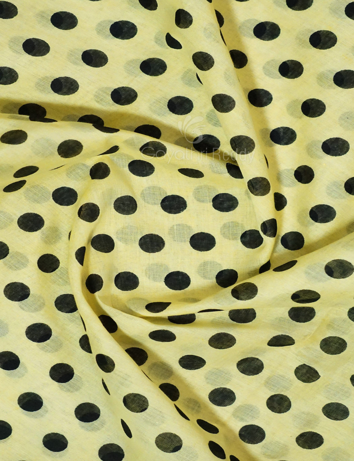 Lime Yellow Colour Polka Dots Pure Mulmul Cotton Saree By Gayathri Reddy Designer Studio | Grocsy