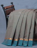 Dual Shade of Olive Grey And Dry Mehendi Pure Mangalgiri Cotton By Gayathri Reddy Designer Studio | Grocsy