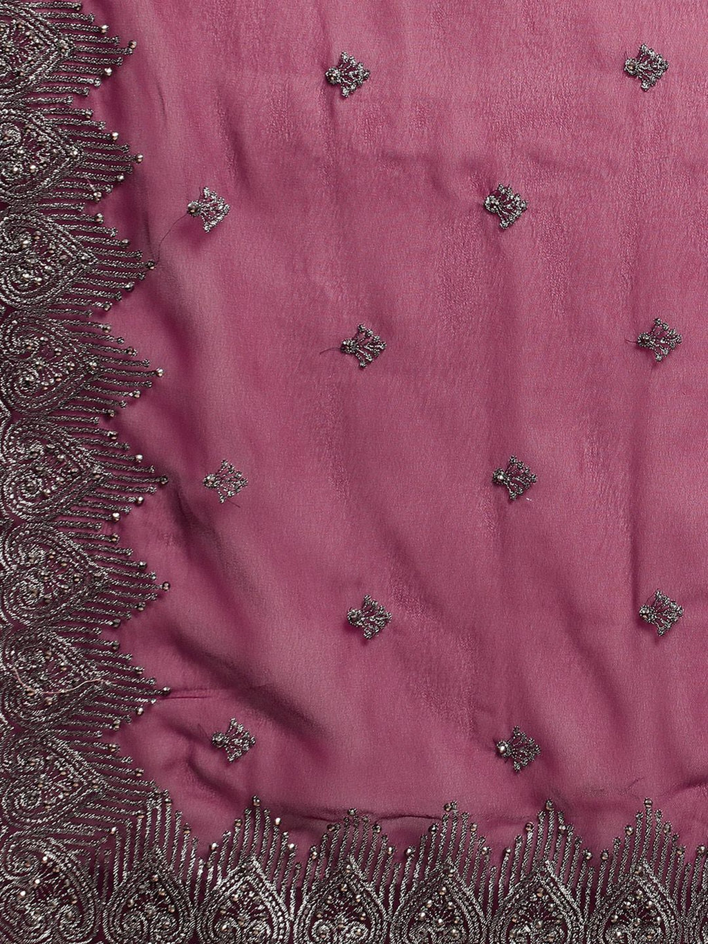 kasee Embroidered Ethnic Motifs Zari Pure Georgette Saree | Grocsy