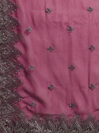 kasee Embroidered Ethnic Motifs Zari Pure Georgette Saree | Grocsy