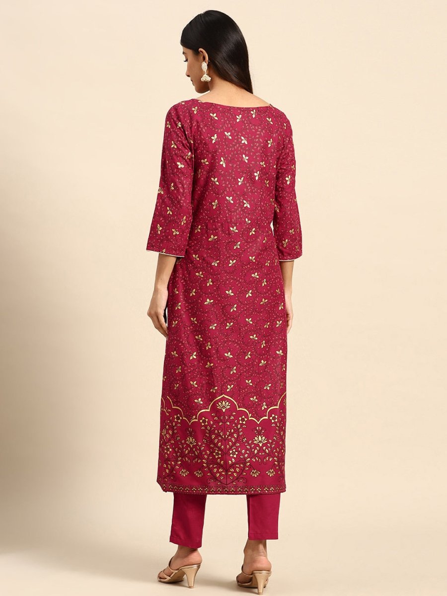 All About You Ethnic Motifs Printed Regular Kurta with Trousers | Grocsy