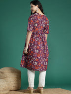 Sangria Floral Printed Gotta Patti Kurta | Grocsy
