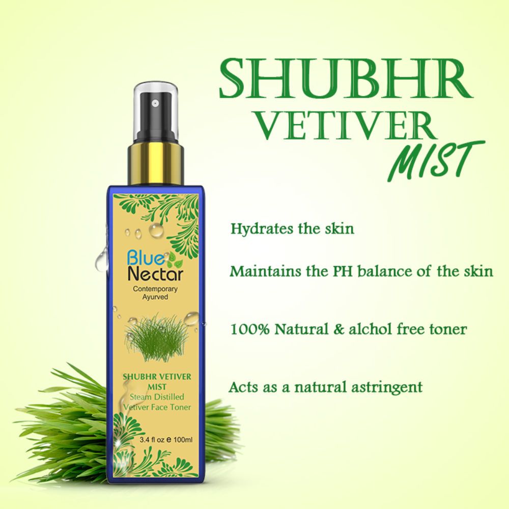 Blue Nectar Shubhr Steam Distilled Vetiver Toner Water & Face Tonic Mist | Grocsy
