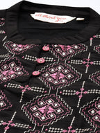 All About You Women Black Embroidered Kurta with Trousers | Grocsy