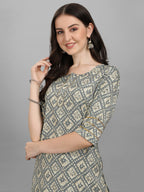 HERE&NOW Women Grey Ethnic Motifs Printed Kurta With Palazzos | Grocsy