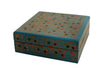 Nizalia Chinar Leaf Embossed Blue Paper Mache Square Coasters | Grocsy