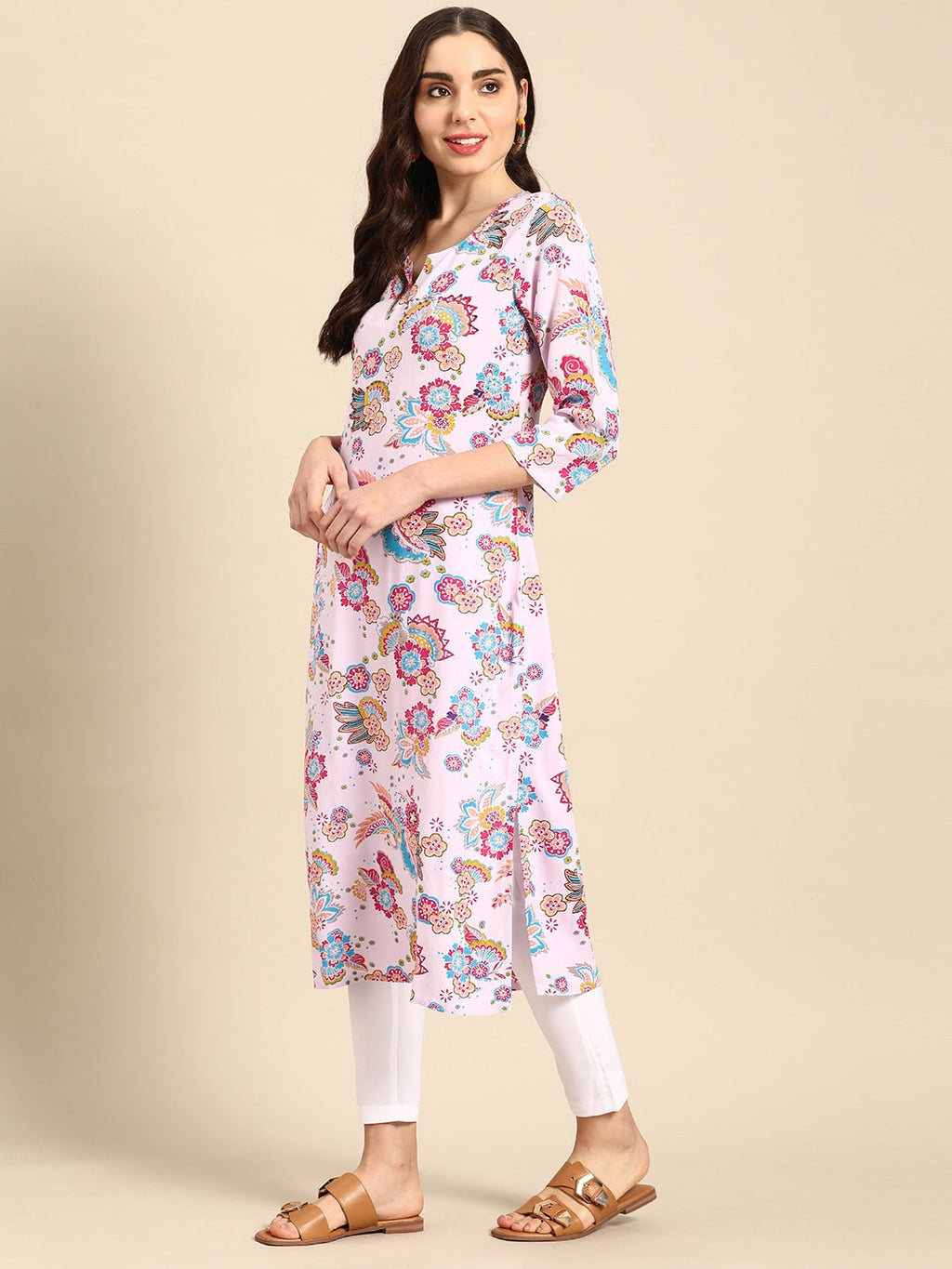 Sangria Women Floral Printed Sequinned Kurta | Grocsy