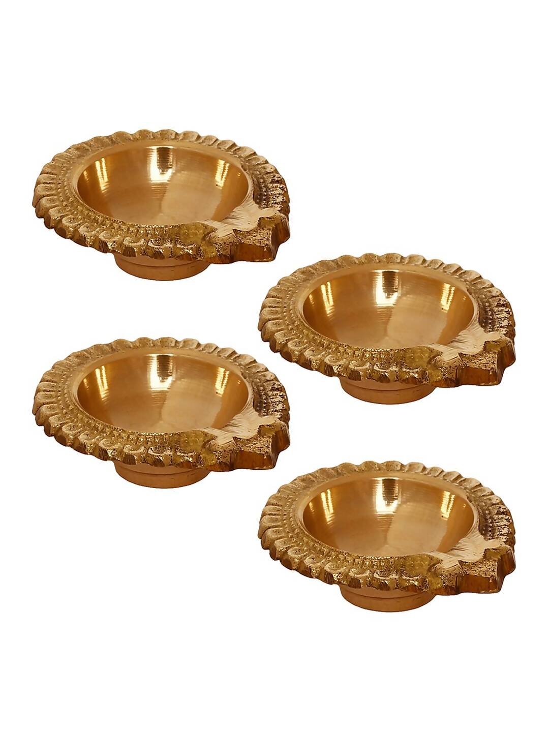 eCraftIndia Set of 4 Handcrafted Brass Diyas | Grocsy