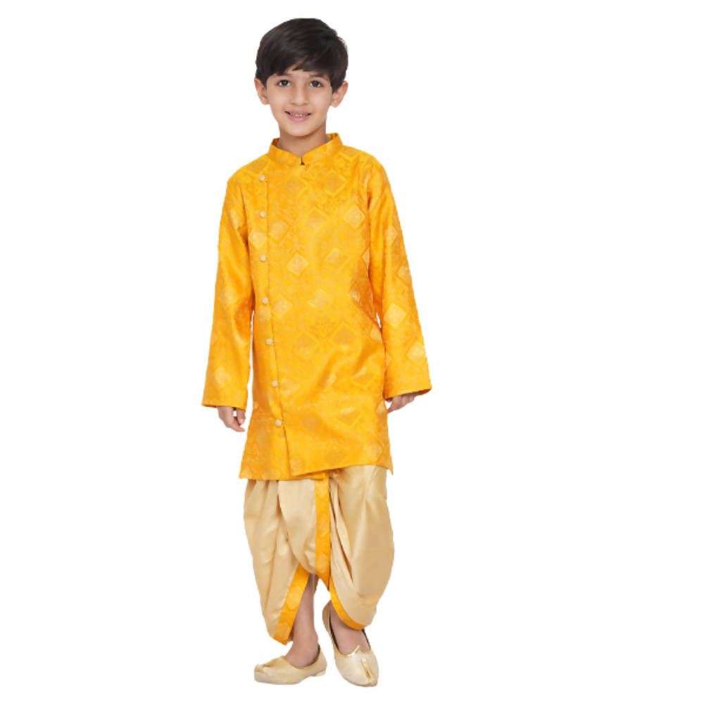 Little Bansi Boys Angrakha Kurta with Dhoti Royal yellow | Grocsy
