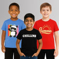Chilins Round Neck Printed Super Combed Cotton T-shirt (Pack of 3) | Grocsy