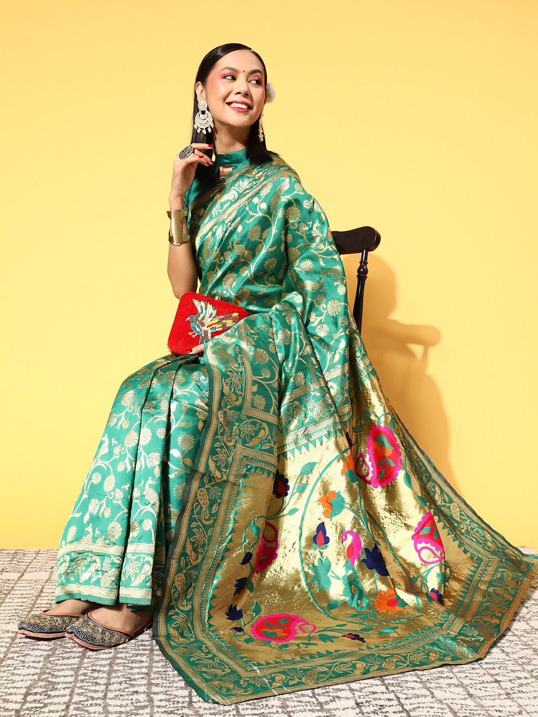 Saree Mall Ethnic Motifs Saree With Woven Design Border | Grocsy