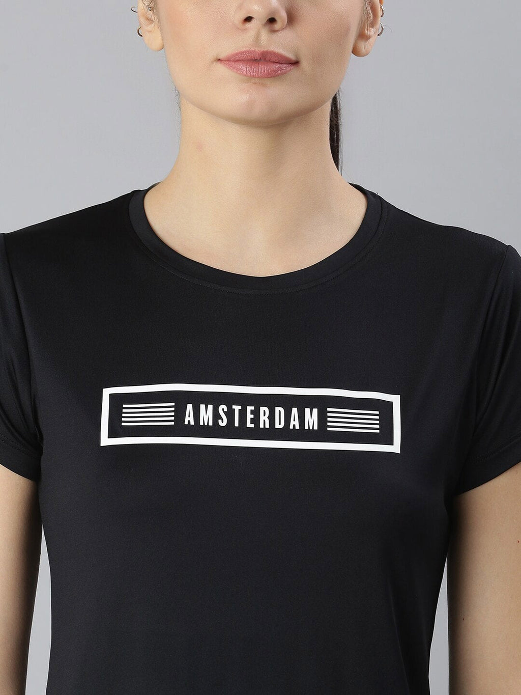 MKH Women Black Typography Printed Round Neck Dri-FIT T-shirt | Grocsy