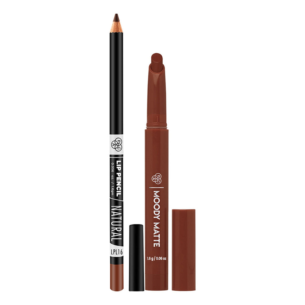PAC Studio Moody Matte Lipstick - Bff! + Lip Pencil - 16 Natural Combo | Grocsy