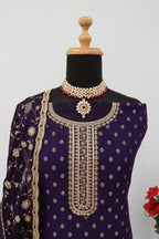 Anaita Royal Blue Dola Jacquard Silk Sequin Embroidered Salwar Suit | Grocsy