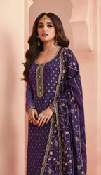 Anaita Royal Blue Dola Jacquard Silk Sequin Embroidered Salwar Suit | Grocsy