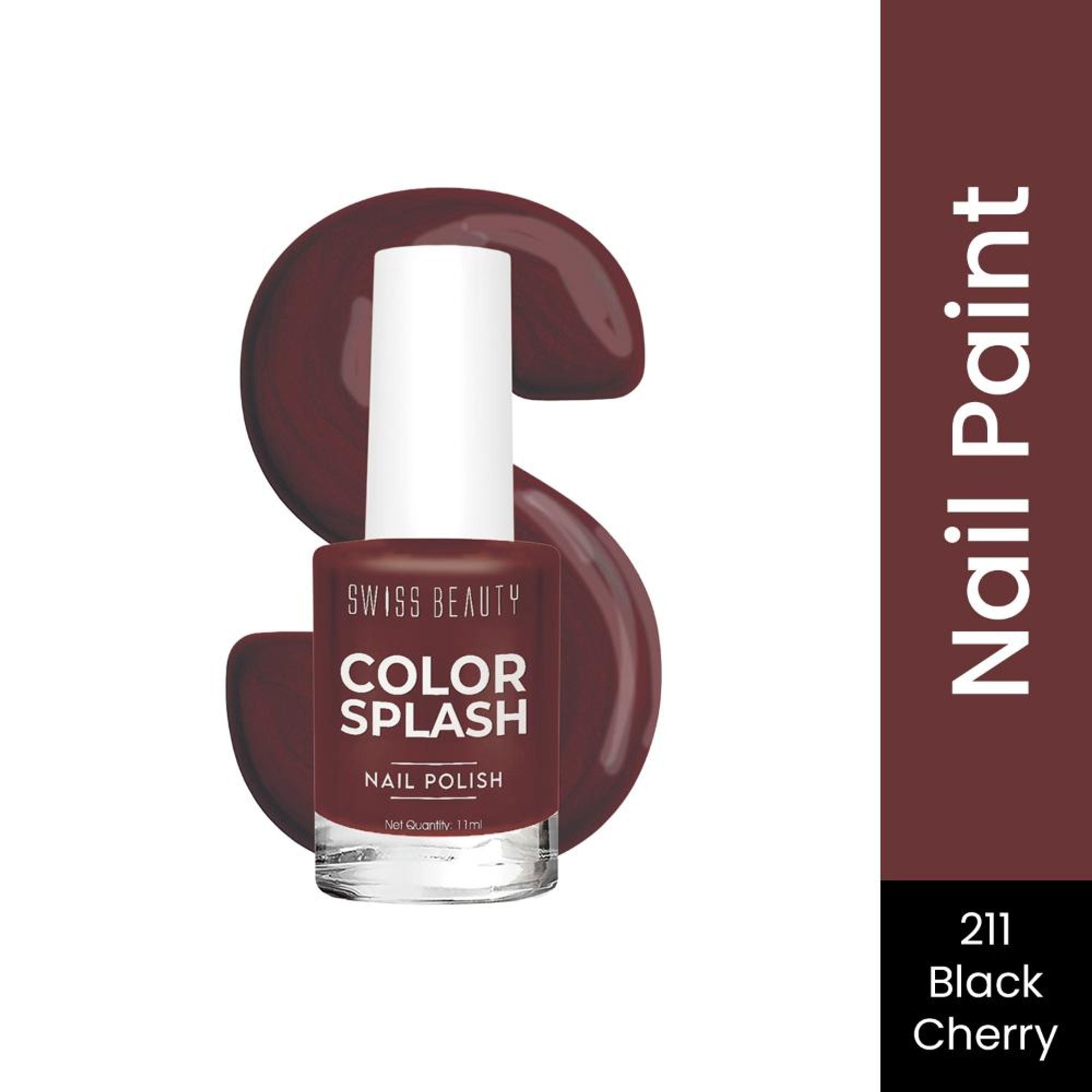 Swiss Beauty Color Splash Nail Polish - 211 Black Cherry | Grocsy