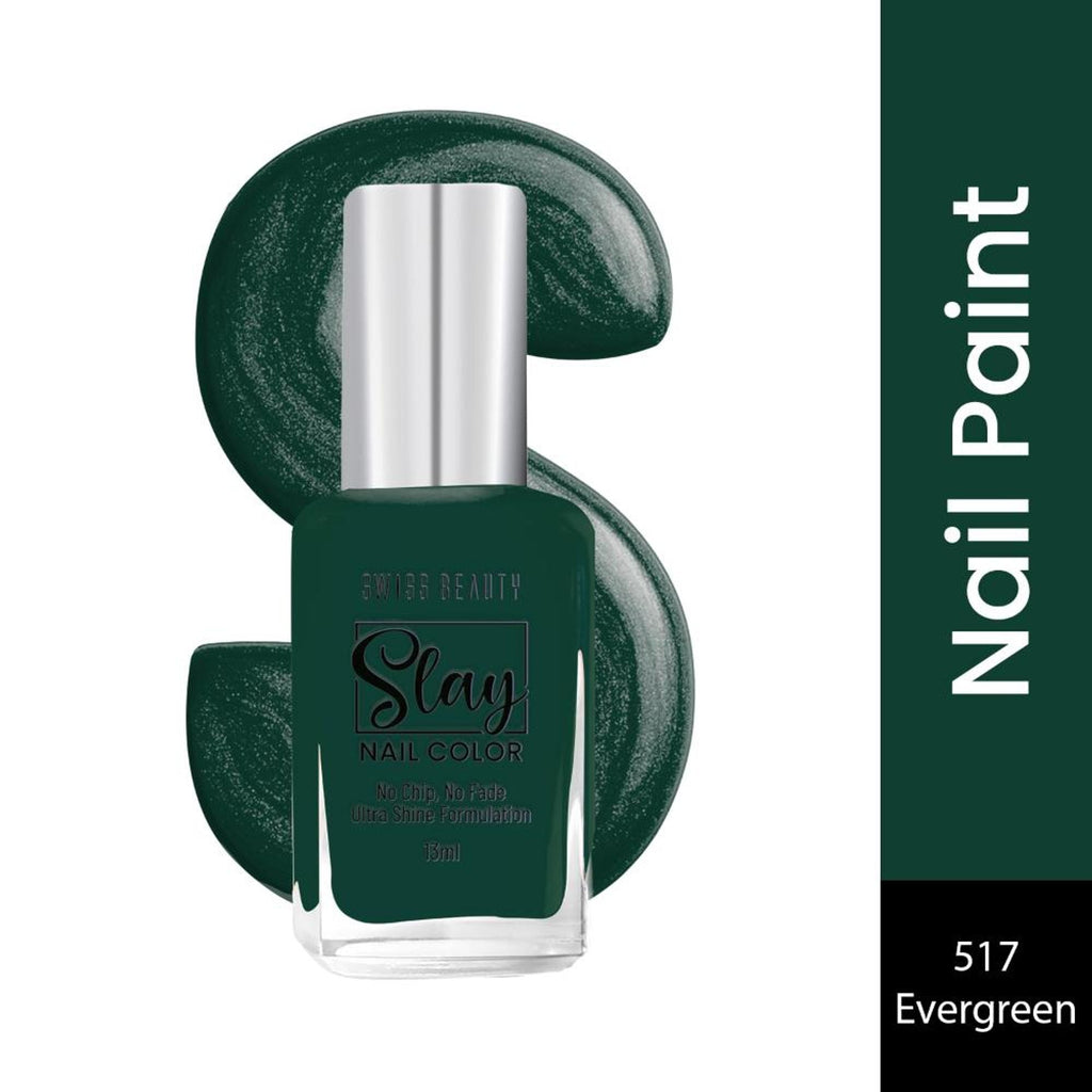 Swiss Beauty Slay Nail Color With Ultra Shine Formulation - 517 Evergreen | Grocsy