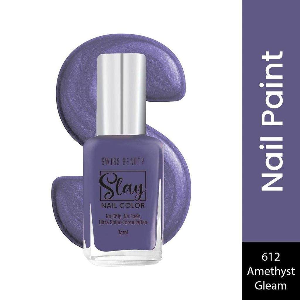 Swiss Beauty Slay Nail Color With Ultra Shine Formulation - 612 Amethyst Gleam | Grocsy