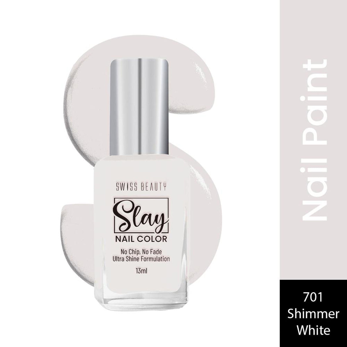 Swiss Beauty Slay Nail Color With Ultra Shine Formulation - 701 Shimmer White | Grocsy
