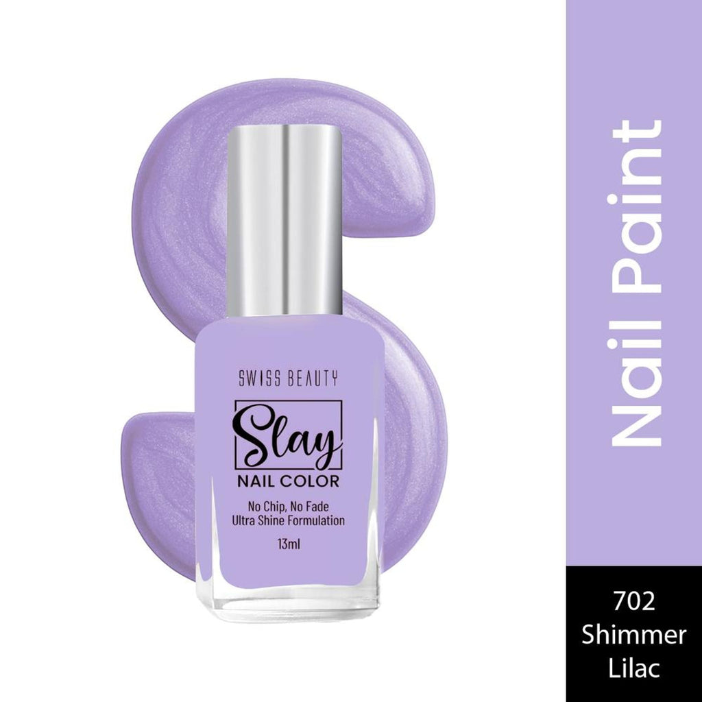 Swiss Beauty Slay Nail Color With Ultra Shine Formulation - 702 Shimmer Lilac | Grocsy
