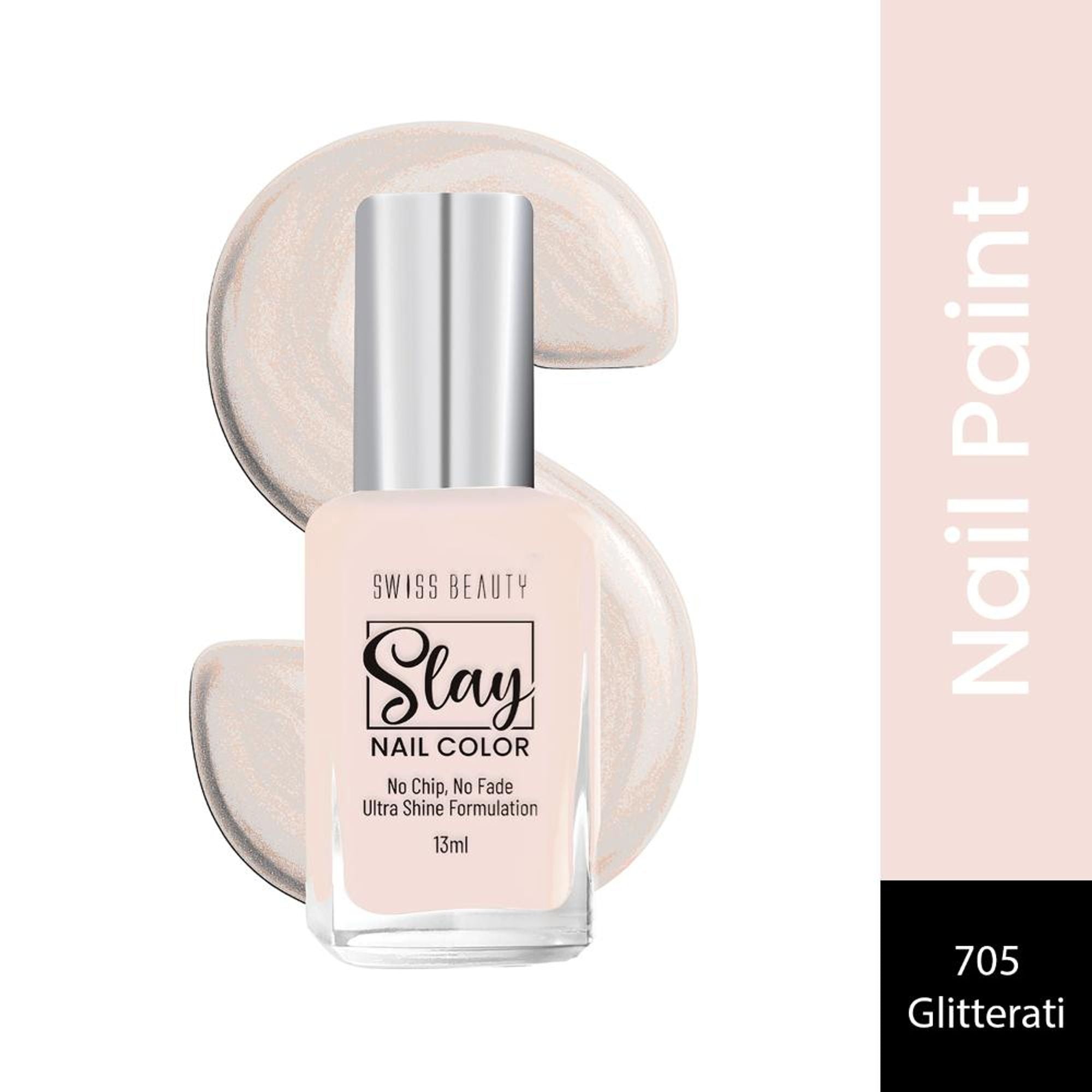 Swiss Beauty Slay Nail Color With Ultra Shine Formulation - 705 Glitterati | Grocsy