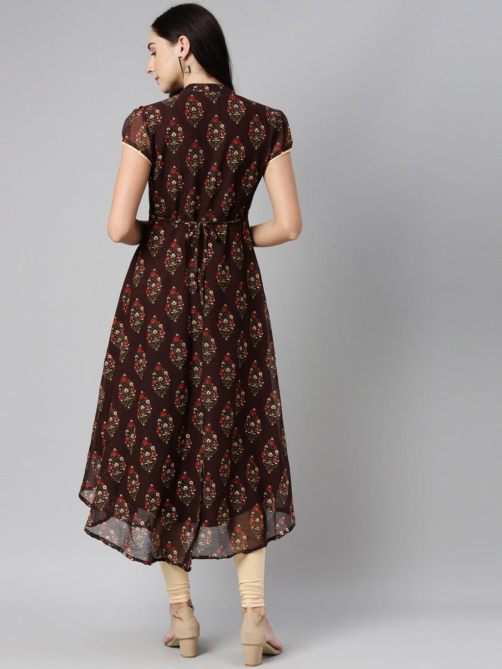 Souchii Women Brown & Red Floral Printed Block Print Kurta | Grocsy