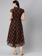 Souchii Women Brown & Red Floral Printed Block Print Kurta | Grocsy