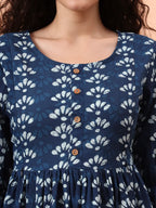 Yufta Blue Cotton Maternity Kurta Pant Set | Grocsy