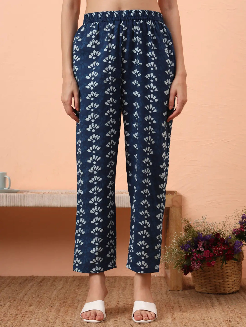 Yufta Blue Cotton Maternity Kurta Pant Set | Grocsy