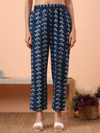 Yufta Blue Cotton Maternity Kurta Pant Set | Grocsy