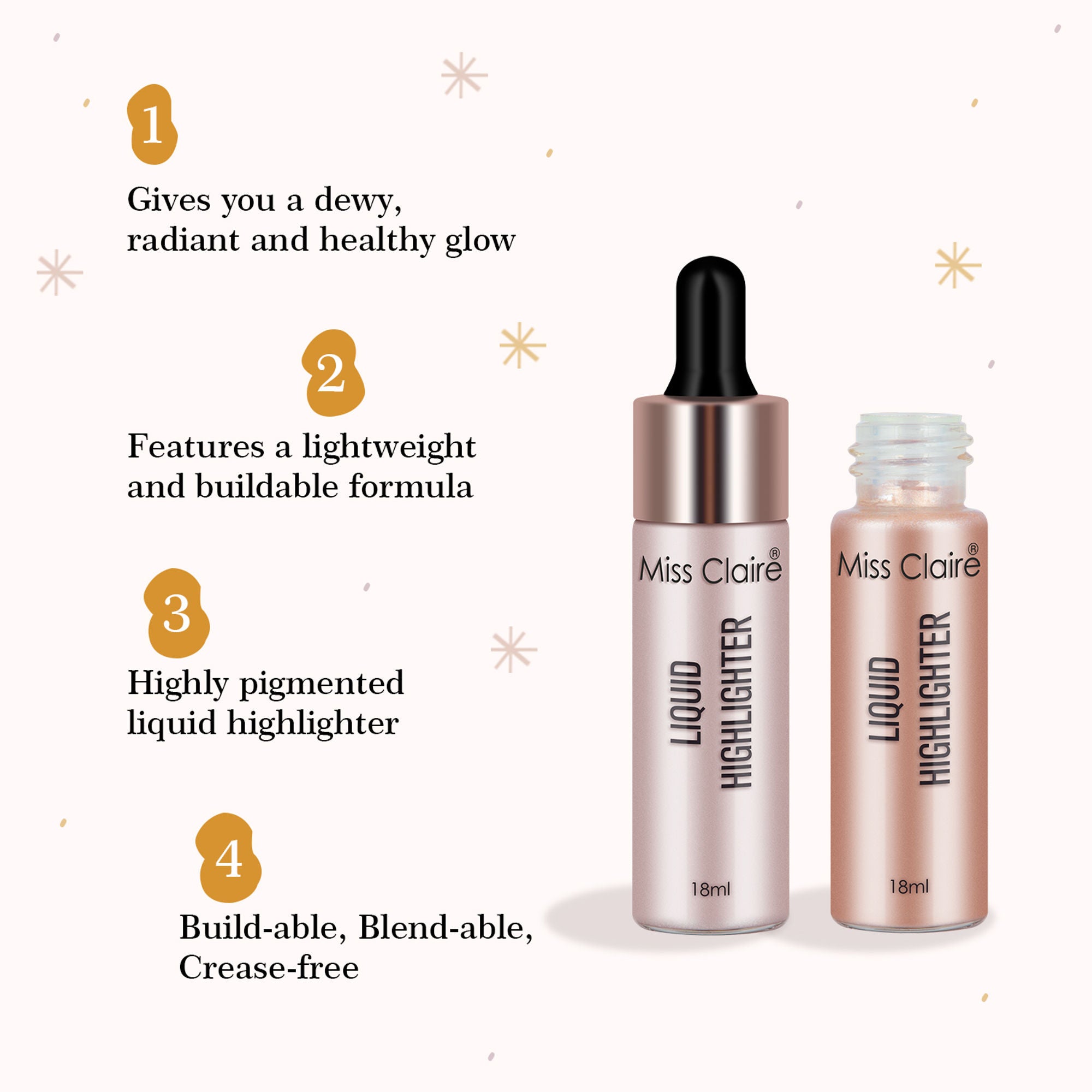 Miss Claire Liquid Highlighter - Lustre Gold | Grocsy