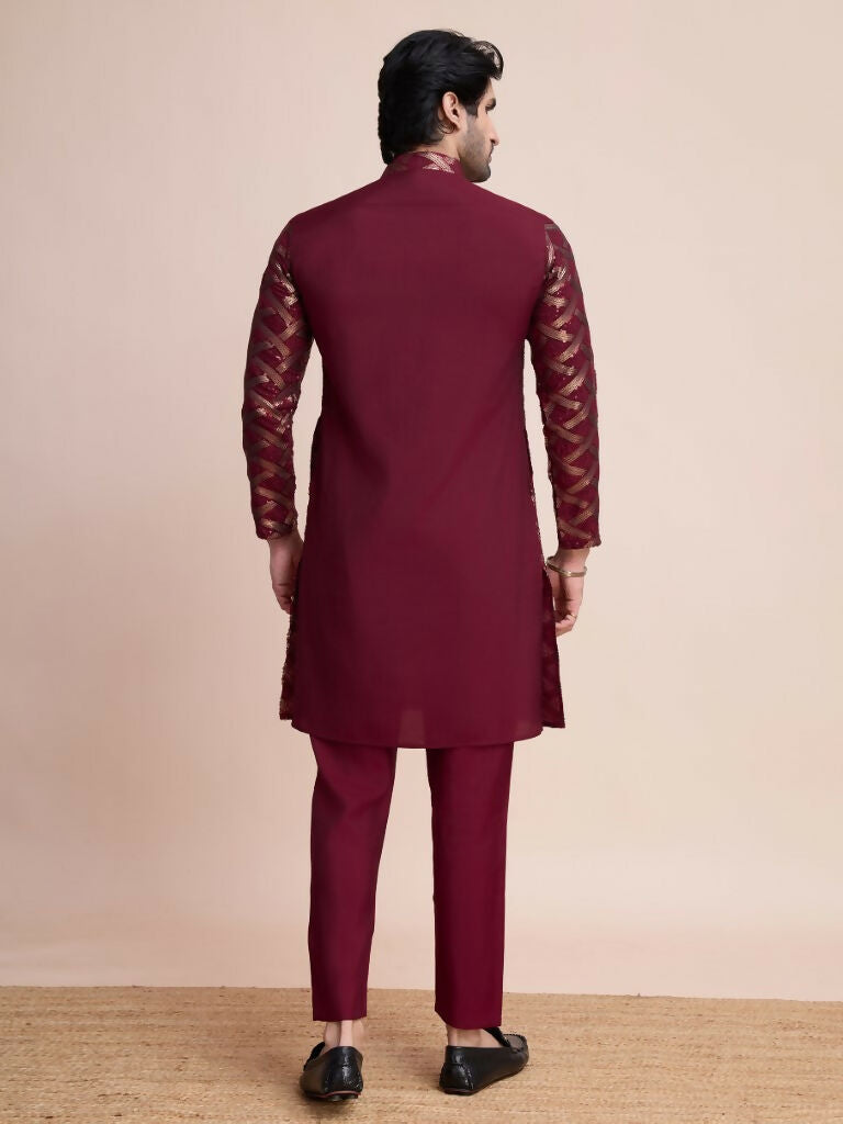Vastranavya Traditional Festival Wear Pure Silk Thread & Sequence Embroidered Work Kurta | Grocsy