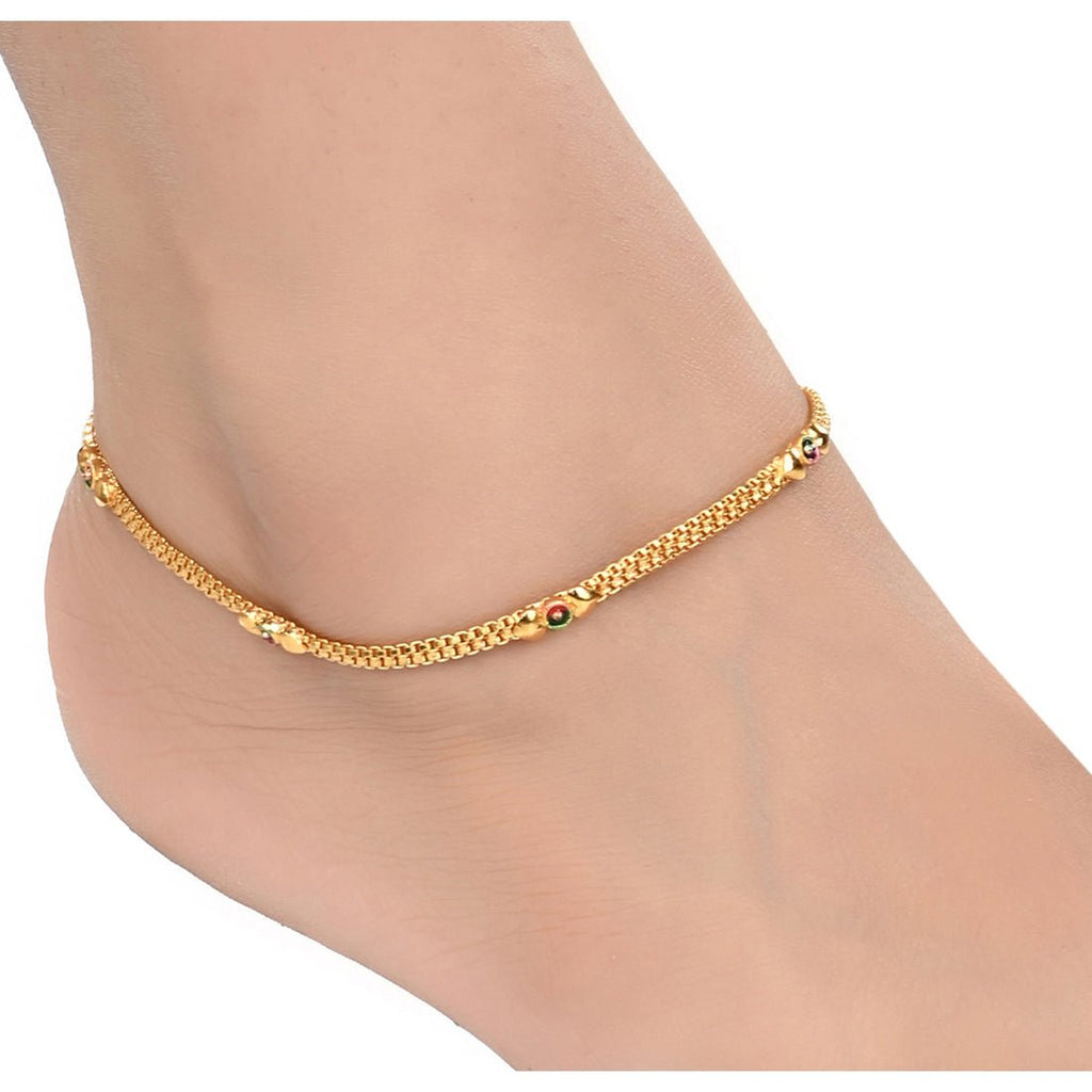 AanyaCentric Gold-Polished Traditional Anklets Payal - Classic and Stylish for Women and Girls | Grocsy