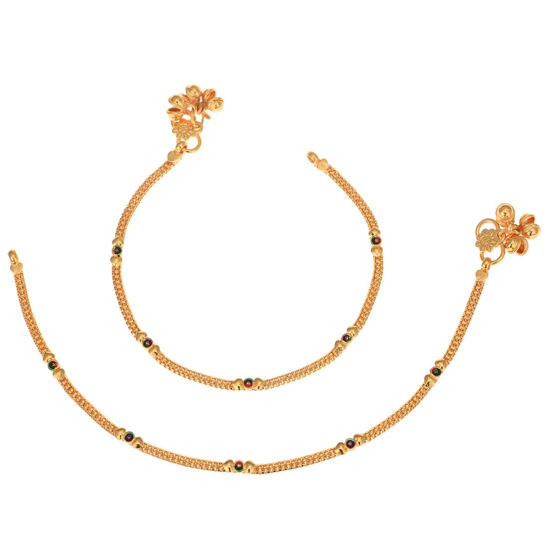 AanyaCentric Gold-Polished Traditional Anklets Payal - Classic and Stylish for Women and Girls | Grocsy