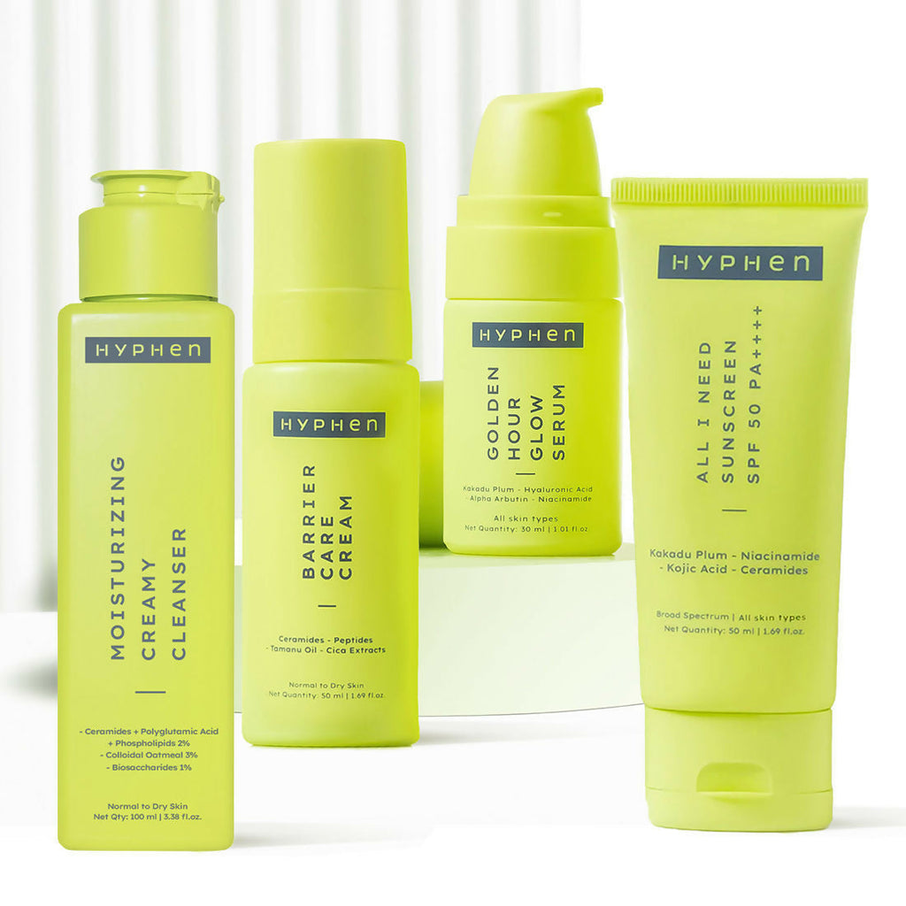 Hyphen By Kriti Sanon CSMS (Cleanser, Serum, Moisturizer, Sunscreen) Normal to Dry Skin Combo | Grocsy