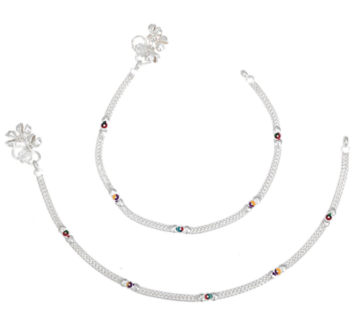 AanyaCentric Silver Plated Traditional Anklets Payal - Classic and Stylish for Women and Girls | Grocsy