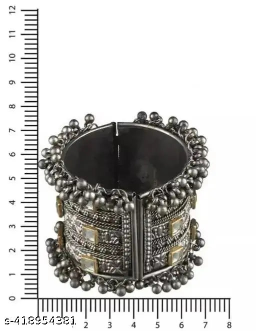 Tehzeeb Creations Women's Oxidised Afghani Style Bangle (Kadha) With Ghungroo | Grocsy