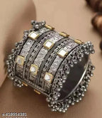 Tehzeeb Creations Women's Oxidised Afghani Style Bangle (Kadha) With Ghungroo | Grocsy