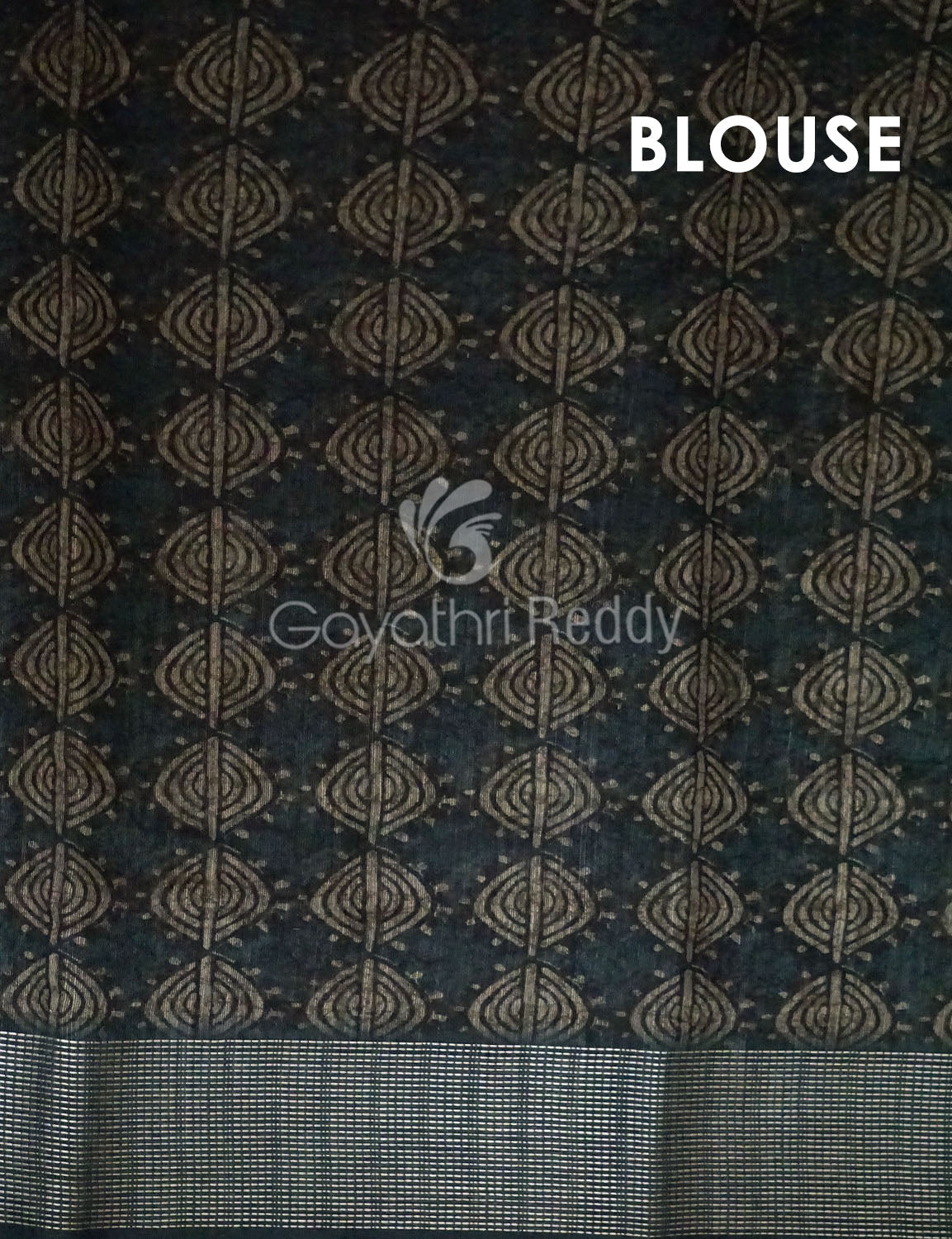 Bottle Green Printed Design Semi Chanderi Saree By Gayathri Reddy Designer Studio | Grocsy