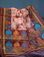 Shades of Light Peach And Onion Colour Shibori Print Semi Chanderi Saree By Gayathri Reddy Designer Studio | Grocsy