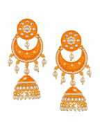 Shoshaa Orange Dome Shaped Jhumkas Earrings | Grocsy