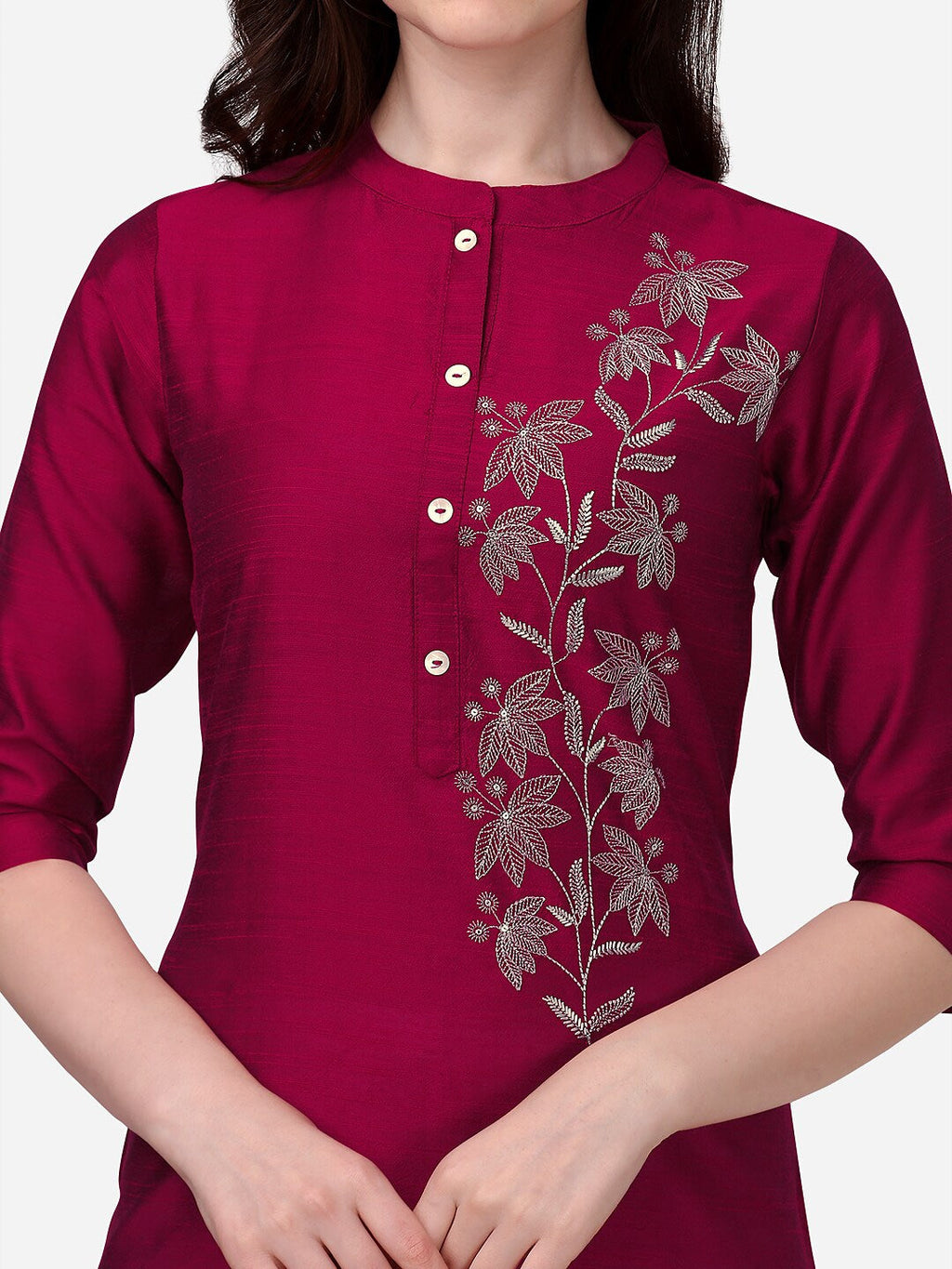 HERE&NOW Women Floral Embroidered Thread Work Floral Kurta | Grocsy