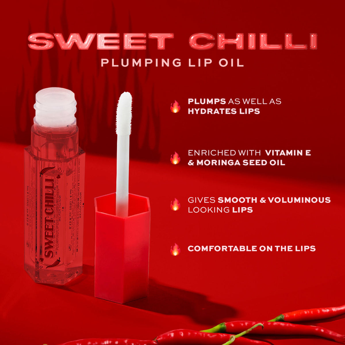 Makeup Revolution Heart Revolution Sweet Chilli Plumping Lip Oil - Clear | Grocsy