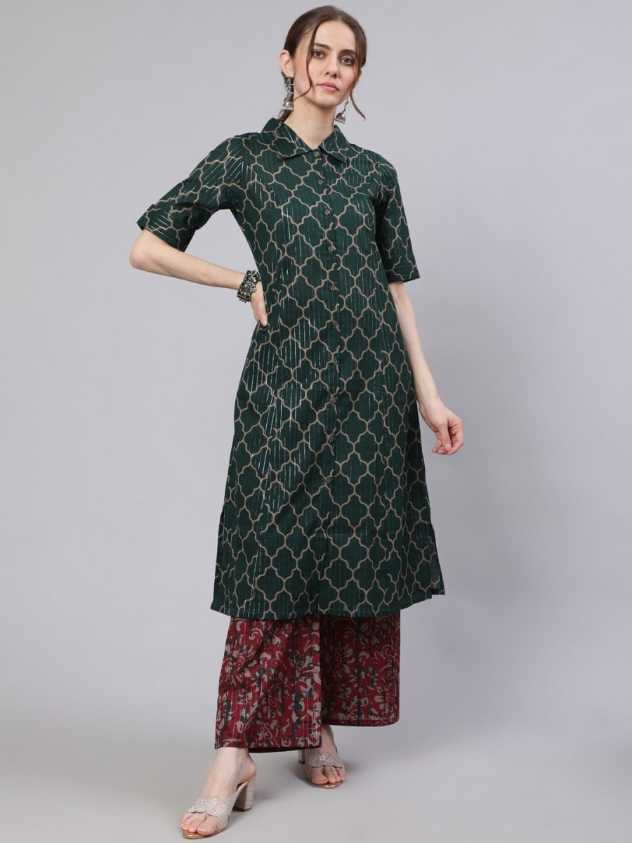 Aks Geometric Printed Pathani Cotton Kurta | Grocsy
