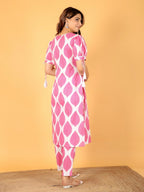 Aramya Straight Soft Cotton Foliage Print Women's Kurta - Pink | Grocsy